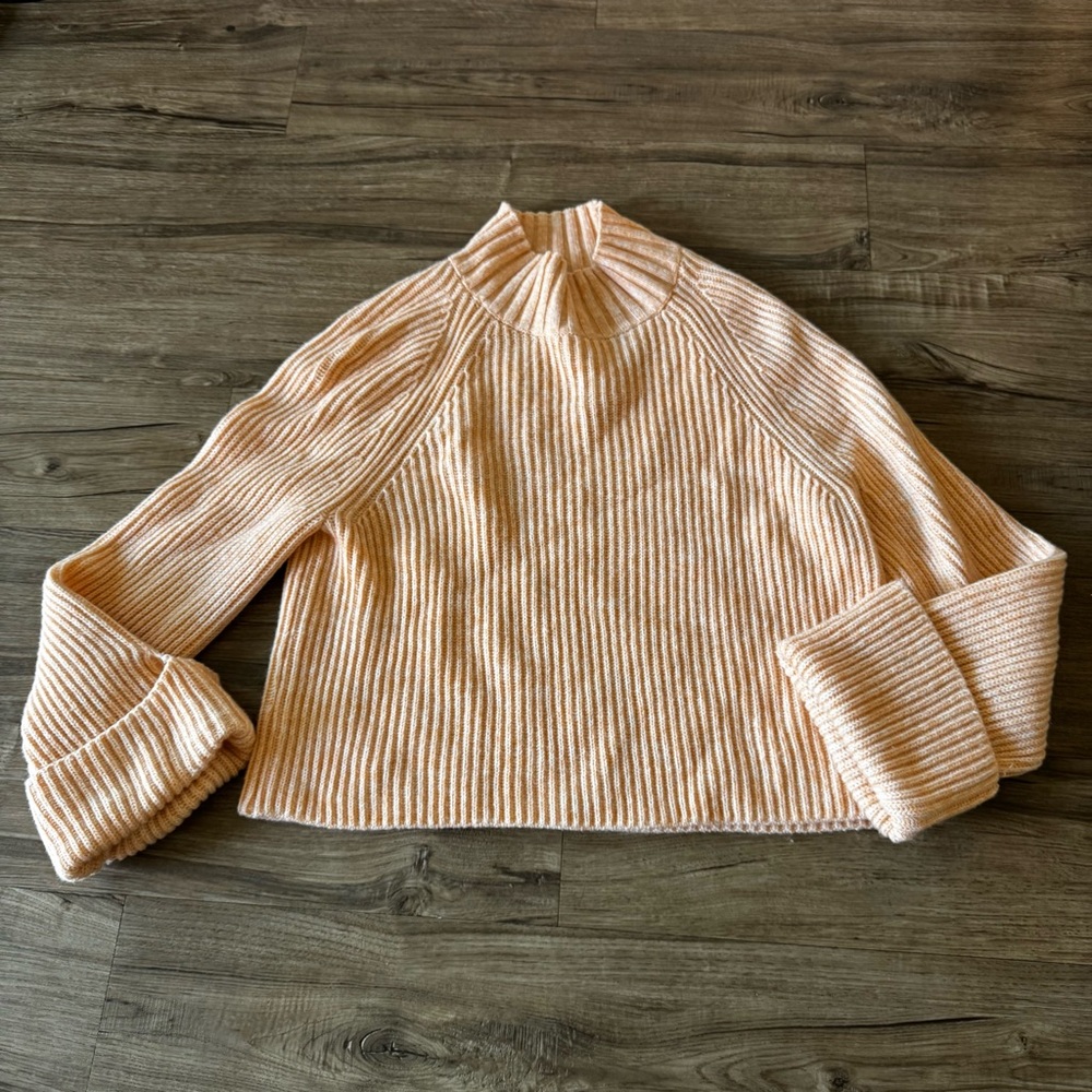 & Other Stories Oversized Peach Knit Wool blend sweater Size M High Neck Boho